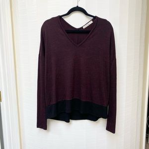 Rag & Bone Long Sleeve V Neck Maroon Shirt